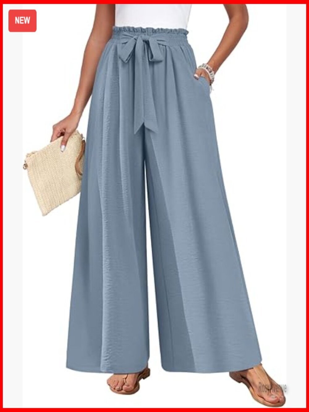 Plus Size High Waist Wide Leg Palazzo Pants with Pockets Casual Flowy